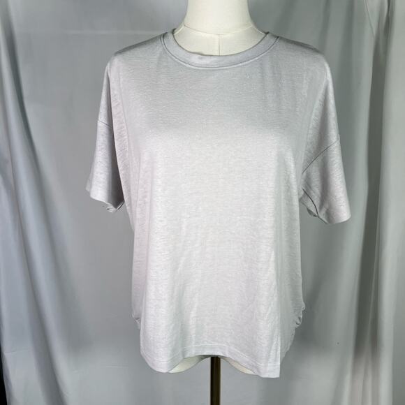 New Hoodlamb by Hemp Tailor Grey Open Back Short Sleeve Top Womens medium - Picture 12 of 14